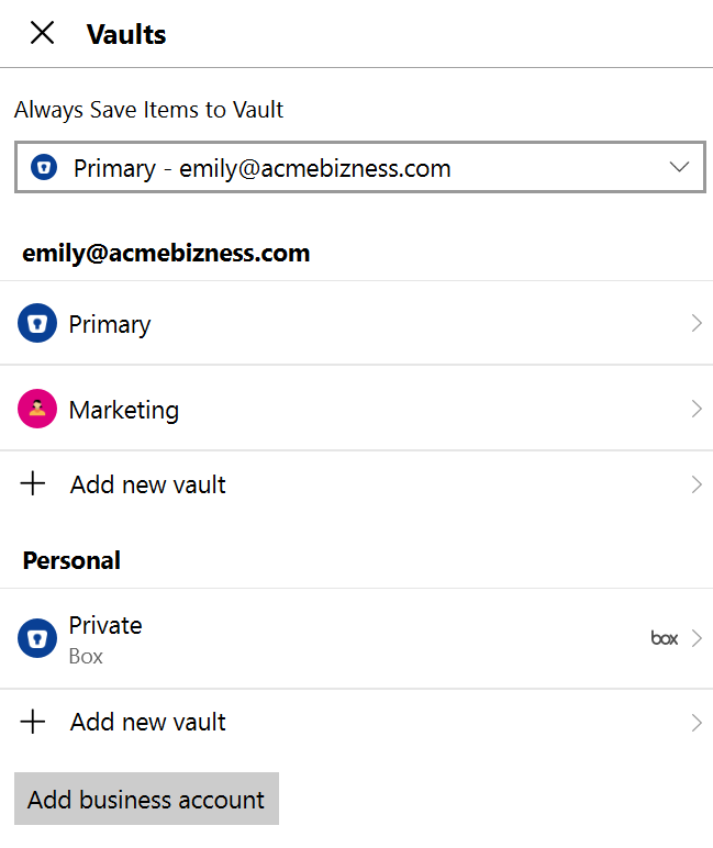 Different vault spaces in Enpass